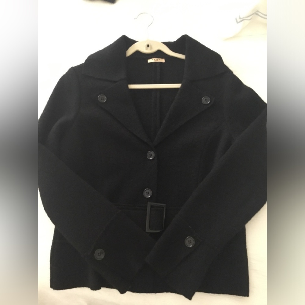 Xetra Italia Black 100% Wool Jacket Sz 46